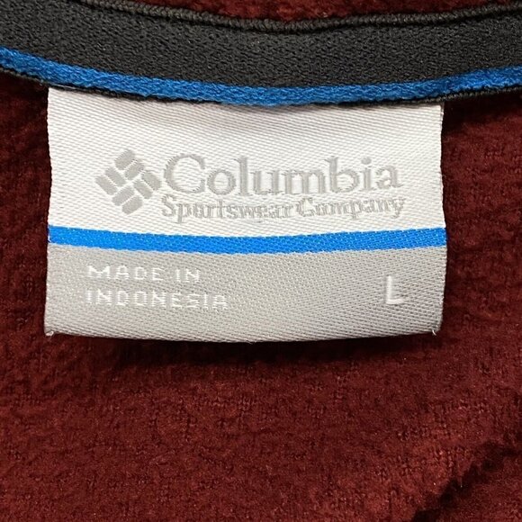 COLUMBIA Men Pullover Long Sleeve Fleece Top Red Black L B53-2 - Picture 6 of 6